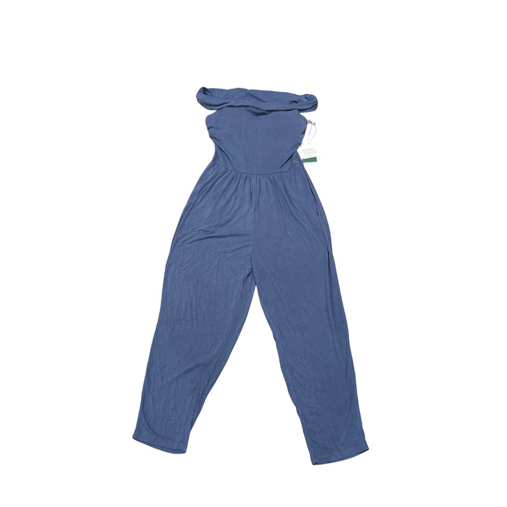 Halara Easy Peezy Off Shoulder Jumpsuit Pockets Blue Medium M NWT Comfort Casual